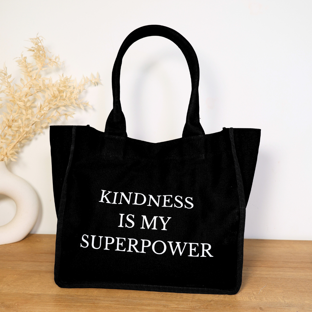 Black Everyday Tote Bag with Inspiring Quote