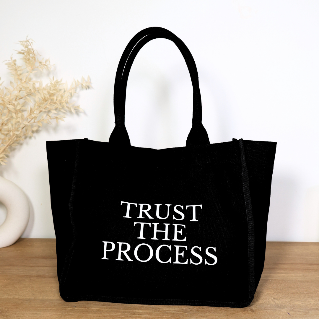 Black Everyday Tote Bag with Inspiring Quote