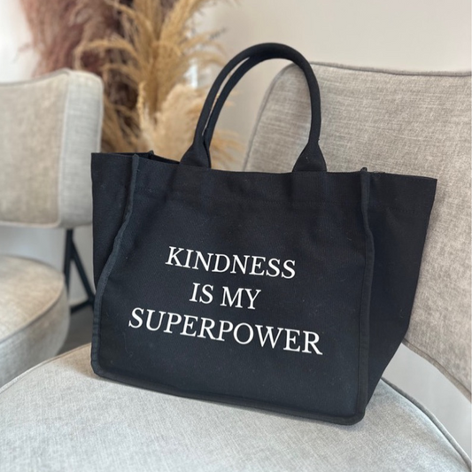 Black Everyday Tote Bag with Inspiring Quote